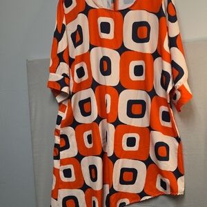 Geometric Orange and Blue Women's Top